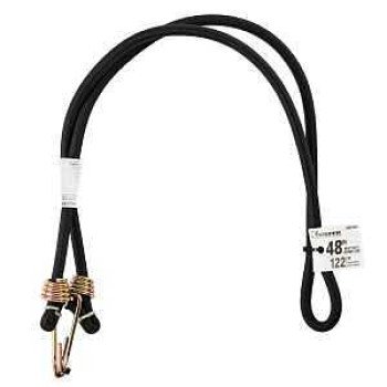 Keeper A06188Z Heavy-Duty Bungee Cord, 48 in L, Rubber, Black, Hook End