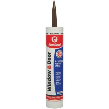 Red Devil 084640 Siliconized Acrylic Caulk, Dark Brown, -20 to 180 deg F, 10.1 fl-oz Cartridge