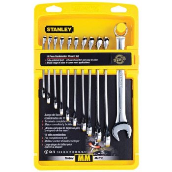 STANLEY 94-386W Wrench Set, 11-Piece, Steel, Polished Chrome, Specifications: Metric Measurement