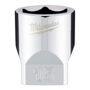 Milwaukee 45-34-9041 Socket, 15 mm Socket, 1/4 in Drive, 6-Point, Chrome Vanadium Steel, Chrome