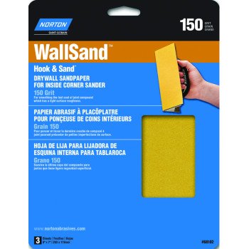 Norton 68102 Corner Sandpaper, 8 in L, 7 in W, P150 Grit, Fine, Aluminum Oxide Abrasive