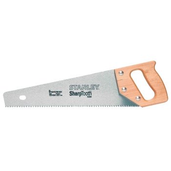 STANLEY 15-334 Handsaw, 15 in L Blade, 8 TPI, Extra Wide Handle, Wood Handle