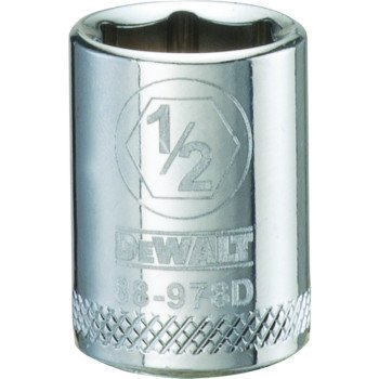 DEWALT DWMT88978OSP Hand Socket, 1/2 in Socket, 3/8 in Drive, 6-Point, Vanadium Steel, Polished Chrome