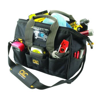 CLC Tech Gear BIGMOUTH L230 Tool Bag with Integrated LED Light, 8 in W, 11-1/2 in D, 14 in H, 29-Pocket, Polyester