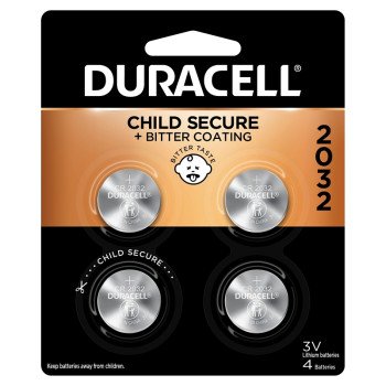 Duracell DL2032B4PK Button Cell Battery, 3 V Battery, 210 mAh, 2032 Battery, Lithium