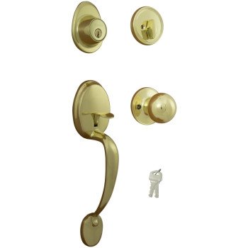 ProSource S7731-PS Combination Lockset, Polished Brass, T3 Interior Handle, 3 Grade, Brass