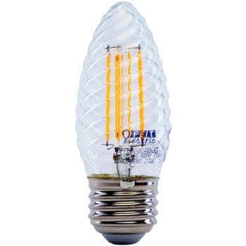 Feit Electric BPF1560/827/FILED LED Bulb, Decorative, F15 Lamp, 60 W Equivalent, E26 Lamp Base, Dimmable, Clear