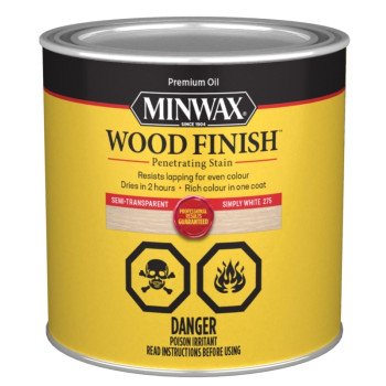 Minwax Wood Finish CM2276544 Stain, Simply White, Liquid, 0.5 pt