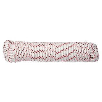 Baron 52012 Rope, 5/16 in Dia, 50 ft L, 180 lb Working Load, Polyester, Red/White