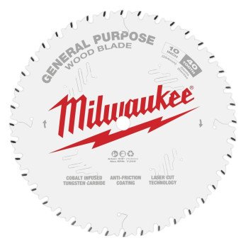 Milwaukee 48-40-1024 Circular Saw Blade, 10 in Dia, 5/8 in Arbor, 40-Teeth, Carbide Cutting Edge