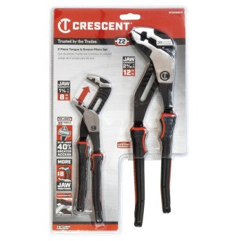 Crescent Z2 K9 Series RTZ2CGSET2 Tongue and Groove Plier Set, 2-Piece, Alloy Steel, Black/Rawhide, Polished