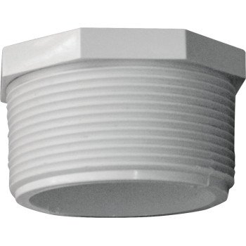 IPEX 435627 Pipe Plug, 2 in, MPT, PVC, White, SCH 40 Schedule