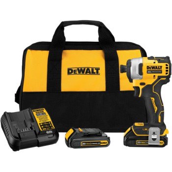 DEWALT 20V MAX ATOMIC Series DCF809C2 Cordless Compact Impact Driver Kit, Battery Included, 20 V, 1/4 in Drive