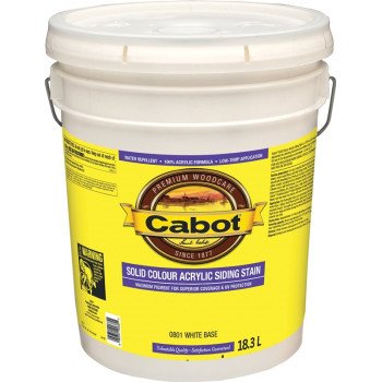 Cabot 142.0000801.008 Solid Color Latex Siding Stain, Liquid, Slight, White Base, 205 deg F Flash, <100 g/l VOC