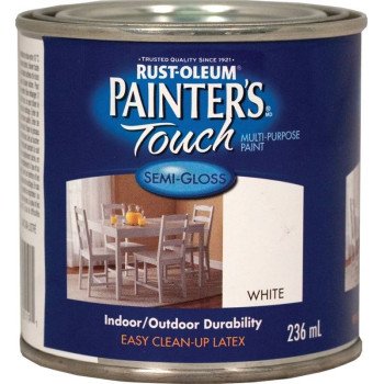 RUST-OLEUM PAINTER'S Touch N1993730 Brush-On Paint, Semi-Gloss, White, 236 mL Can