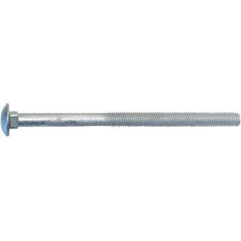 Midwest Fastener 53645 Carriage Bolt, 5/8-11 Thread, 10 in OAL, Galvanized, 15/PK