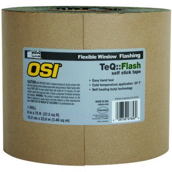 OSI 1866211 Window Flashing Tape, 100 ft L, 6 in W, Black, Self-Adhesive