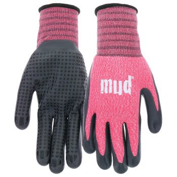 Mud MD31011W-W-SM Coated Gloves, Women's, S/M, Nitrile Coating, Watermelon