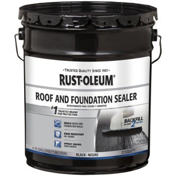 Rust-Oleum 347434 Roof and Foundation Sealer, Black, 4.75 gal, Pail, Liquid