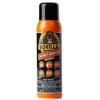 Gorilla 109852 Contact Adhesive Ultimate Spray, Characteristic, Light Yellow, 24 hr Curing, 12.2 oz Can