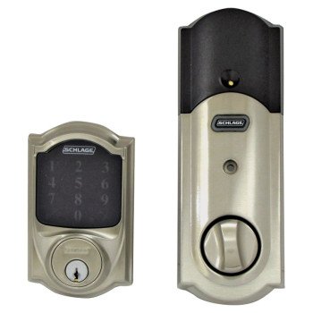 Schlage Connect Series BE469ZP V CAM 619 Electronic Deadbolt, Satin Nickel, Residential, 1 Grade, Metal, Keypad Included