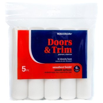 RollerLite Doors & Trim 6FOAMQ-5 Mini Roller Cover Refill, 6 in L, Foam Cover, White