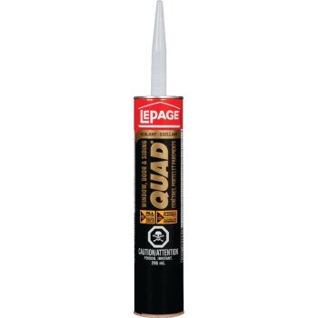 LePage Quad 1637351 Sealant, Ivory Brown, 7 to 14 days Curing, -7 to 38 deg C, 295 mL Cartridge