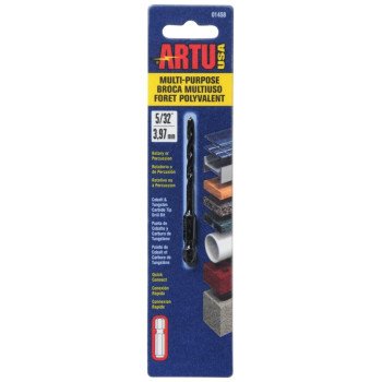 ARTU 01458 Drill Bit, 5/32 in Dia, 3-1/8 in OAL, Multi-Purpose, Parabolic Flute, Quick-Connect Shank