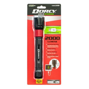 Dorcy Ultra Series 41-4328 Rechargeable Flashlight with Powerbank, 4000 mAh, Lithium-Ion Battery, LED Lamp, Black