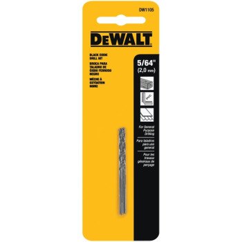 DEWALT DW1105 Jobber Drill Bit, 5/64 in Dia, 2 in OAL, Parabolic Flute, 5/64 in Dia Shank, Round Shank