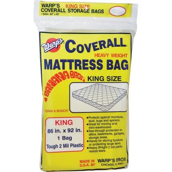 Warp's Banana Bags CB-86 Storage Bag, King, Plastic, Yellow, 86 in L, 92 in W, 2 mil Thick