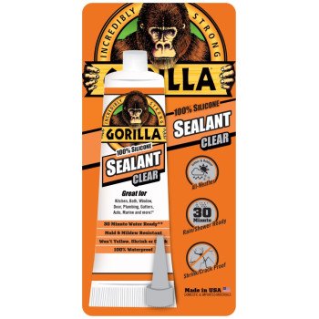 Gorilla 8190002 Silicone Sealant, Clear, -40 to 350 deg F, 2.8 oz Tube