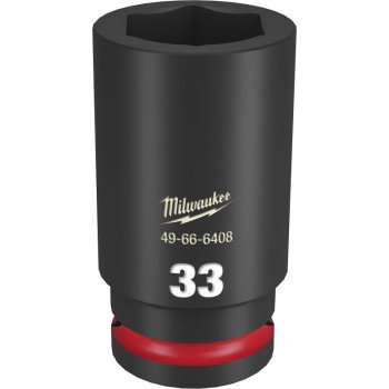 Milwaukee SHOCKWAVE Impact Duty Series 49-66-6408 Deep Impact Socket, 33 mm Socket, 3/4 in Drive, Square Drive, 6-Point