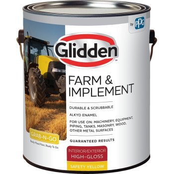 Glidden GLFIIE50YE-01 Exterior Paint, High-Gloss, Safety Yellow, 1 gal