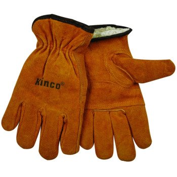 Kinco 51PL-L Driver Gloves, Men's, L, 10-1/2 in L, Keystone Thumb, Easy-On Cuff, Cowhide Leather, Gold