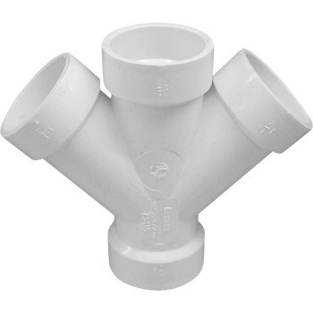 Genova 73415 Pipe Wye, 1-1/2 in, Hub, PVC, SCH 40 Schedule