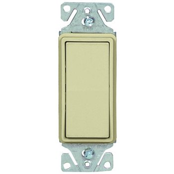 Eaton Wiring Devices 7501V-BOX Rocker Switch, 15 A, 120/277 V, SPST, Back Wire, Push Wire Terminal, Ivory