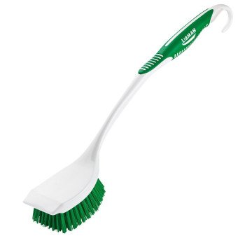 Libman 10 Long Handle Scrub Brush, 2 in L Trim, Plastic, 5 in W Brush, 17.63 in OAL