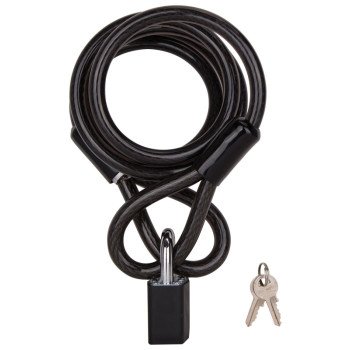 ProSource HD-HLL305LP-3L Cable Lock, Standard Shackle, 11/32 in Dia Shackle, 1-3/8 in H Shackle, Steel Shackle, Black