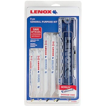 Lenox 121439KPE Reciprocating Saw Blade Kit, 9-Piece, Bi-Metal