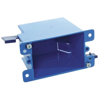 Carlon B114R-UPC Outlet Box, 1 -Gang, PVC, Blue, Clamp Mounting