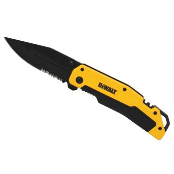 DEWALT DWHT10313 Pocket Knife, 3-1/4 in L Blade, 1-1/4 in W Blade, Stainless Steel Blade, 1-Blade, Black/Yellow Handle