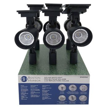 Boston Harbor 26078 Solar Spotlight, NI-Mh Battery, AA Battery, 1-Lamp, Plastic Fixture, Black, Battery Included: Yes