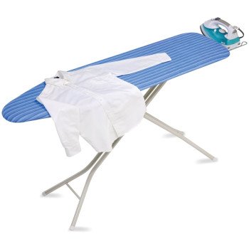 Honey-Can-Do BRD-09486 Ironing Board with Retractable Iron Rest, Cotton/Foam/Plastic Board, Blue Board, Adjustable Board