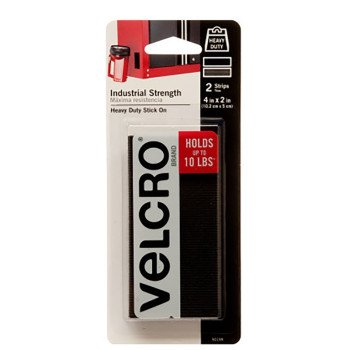 VELCRO Brand 90199 Fastener, 2 in W, 4 in L, Nylon, Black, Rubber Adhesive