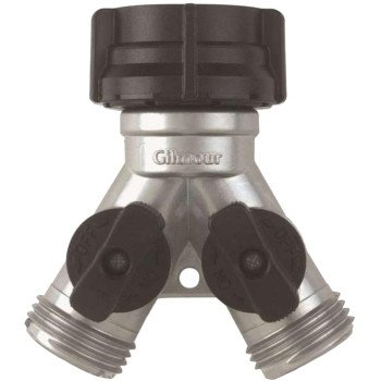 Gilmour 800154-1001 Y-Connector, Zinc, Chrome, For: Garden Hose