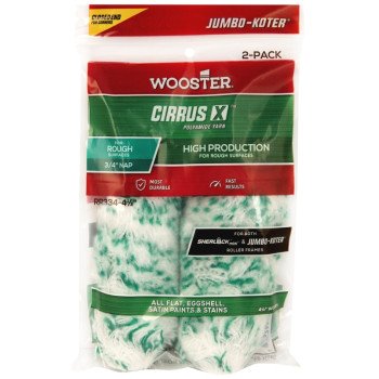 Wooster RR334-4 1/2 Mini Roller Cover, 3/4 in Thick Nap, 4-1/2 in L, Fabric Cover, Green/White