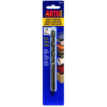 ARTU 01050 Jobber Drill Bit, 3/8 in Dia, 5-1/4 in OAL, Parabolic Flute, 3/8 in Dia Shank, Straight Shank