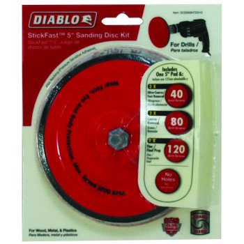 Diablo DCD050KITD01G Sanding Disc Kit, 5 in Dia, 40, 80, 120 Grit, Ceramic Abrasive