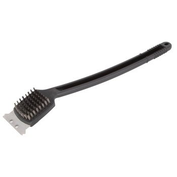 Omaha JJ18600 Grill Brush, 2-1/8 in L Brush, 2 in W Brush, Stainless Steel Bristle, Plastic Handle, 18 in L